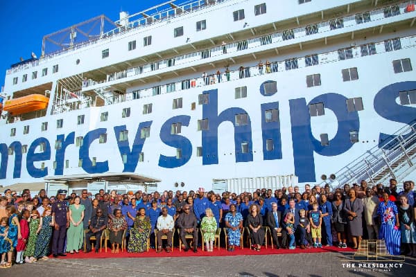 President Mahama tours Mercy Ships hospital at Tema Port