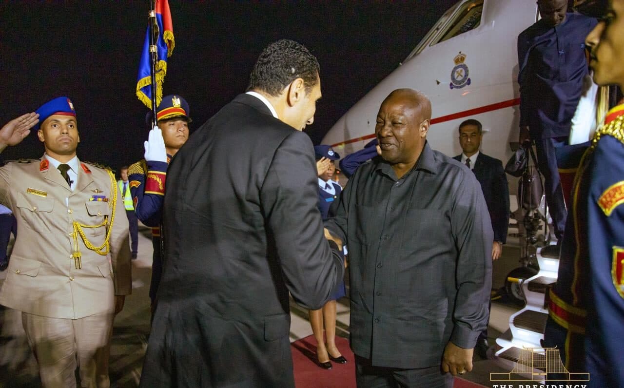 President Mahama arrives in Egypt for AU Mid-Year Summit