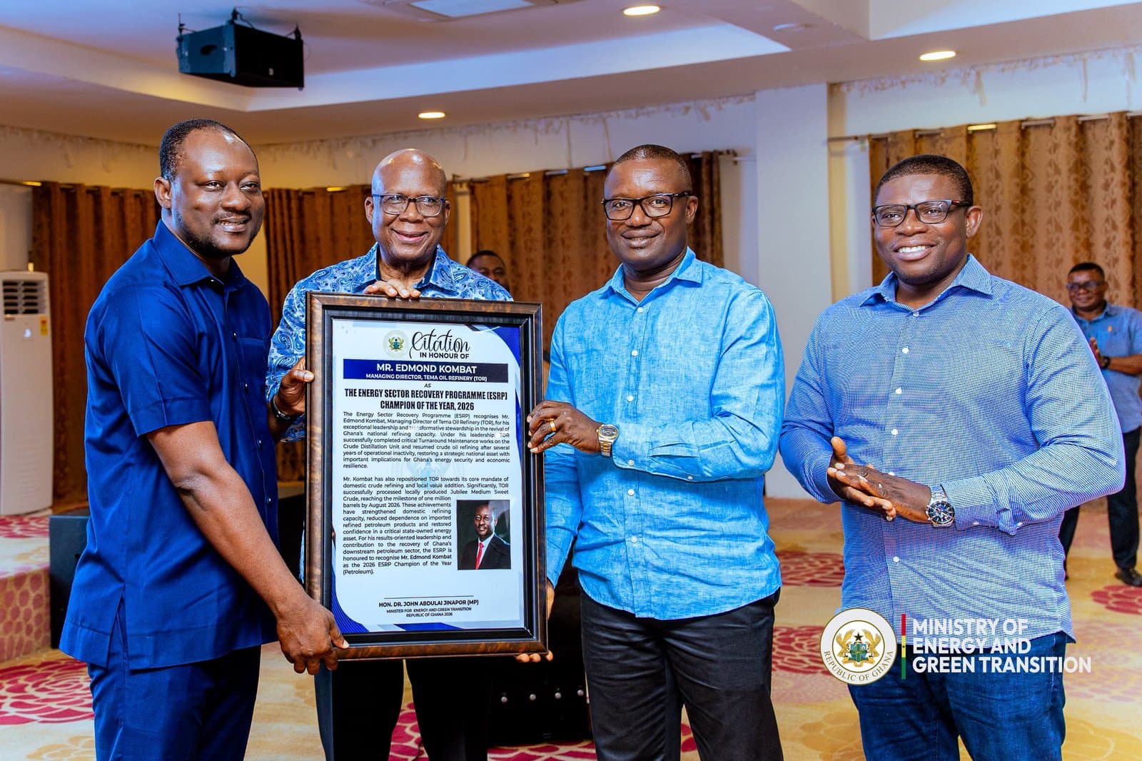 TOR boss Edmond Kombat named ESRP Champion of the Year 2026 after refinery revival