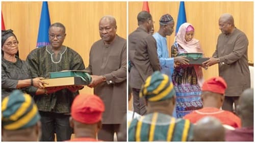 Nation honours fallen heroes with GH¢1m trust fund for families - President Mahama presents compensation, health insurance, scholarships for relatives