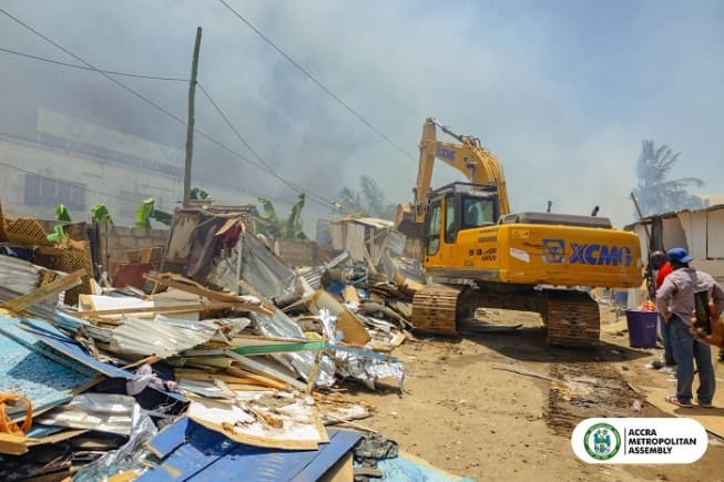 North Industrial Area fire: AMA clears unauthorised structures at Kofikrom