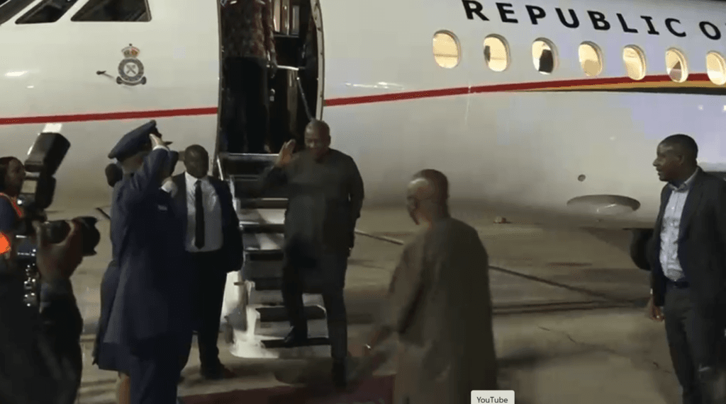 President Mahama arrives in Jamaica for state visit