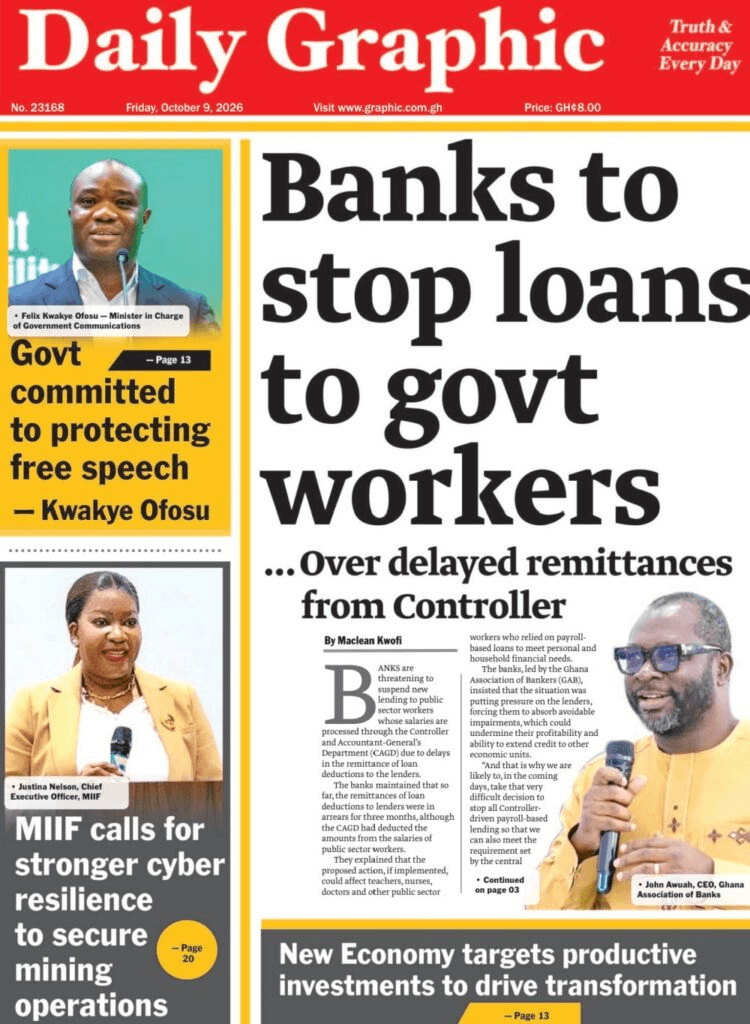 Today’s Front pages: Friday, October 9, 2026