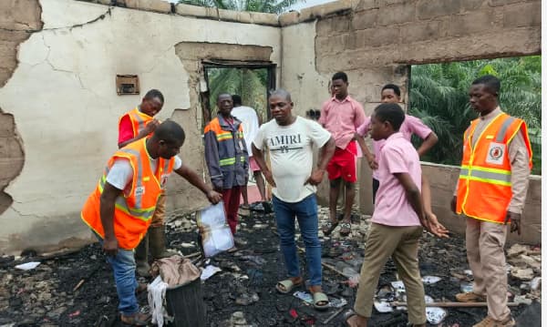 Agona East NADMO assess Carolina International School after fire disaster