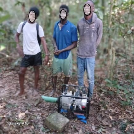 Community watch committee arrest three illegal miners at Jema in Aowin area of Western Region
