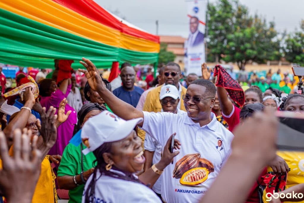 Gideon Boako distributes motorised spraying machines to Tano North cocoa farmers